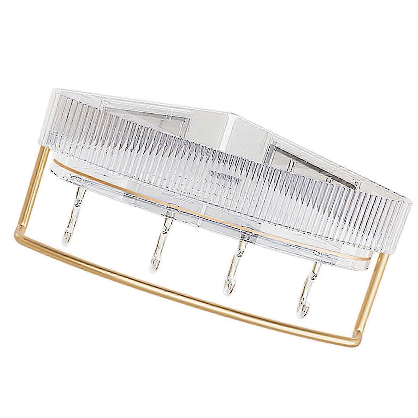 Corner Floating Shelf Wall Mounted Punch Free Multifunctional Modern Corner Shelf with Hanger for Bathroom f74