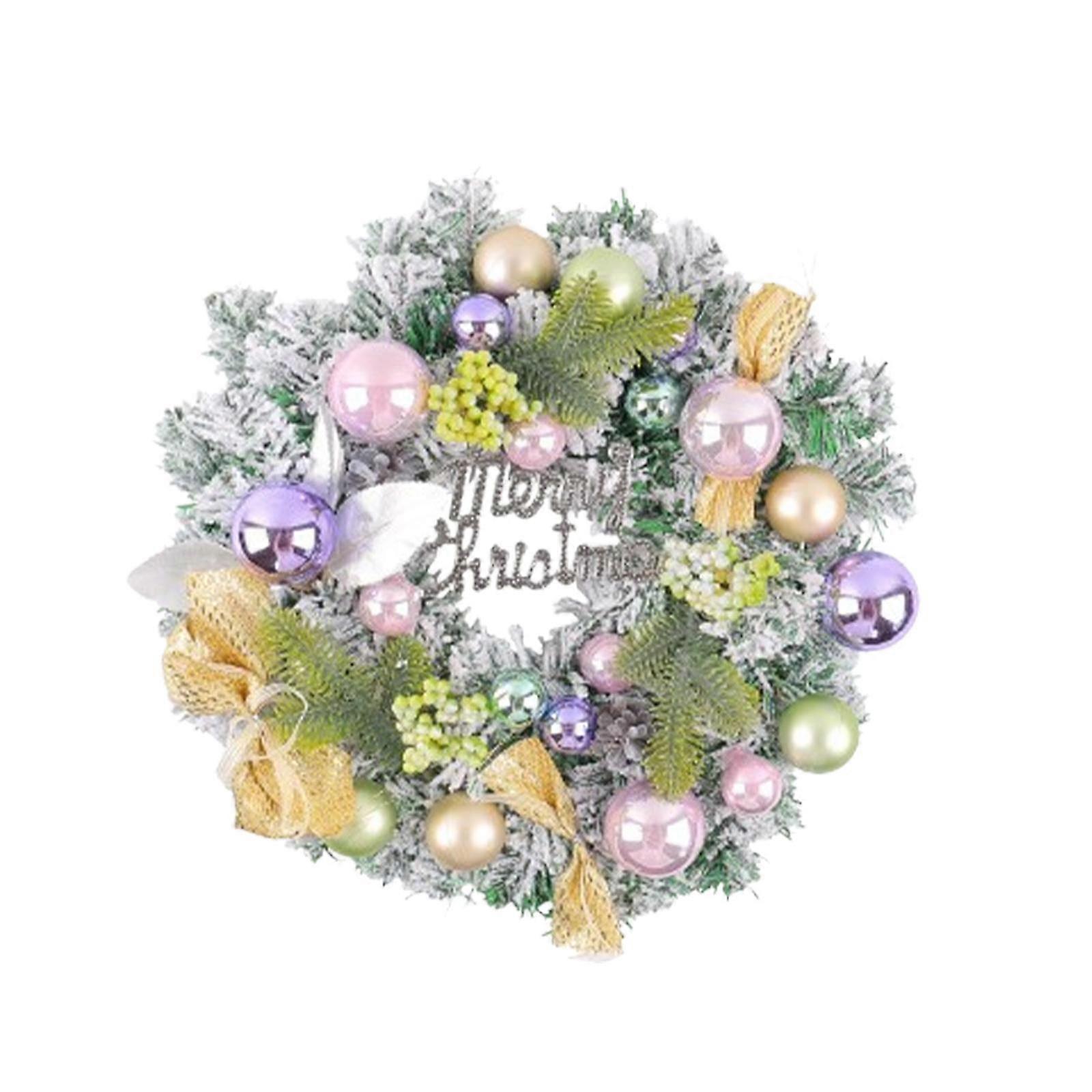 Artificial Christmas Wreath with Ball Ornament Wedding Window Outside Xmas