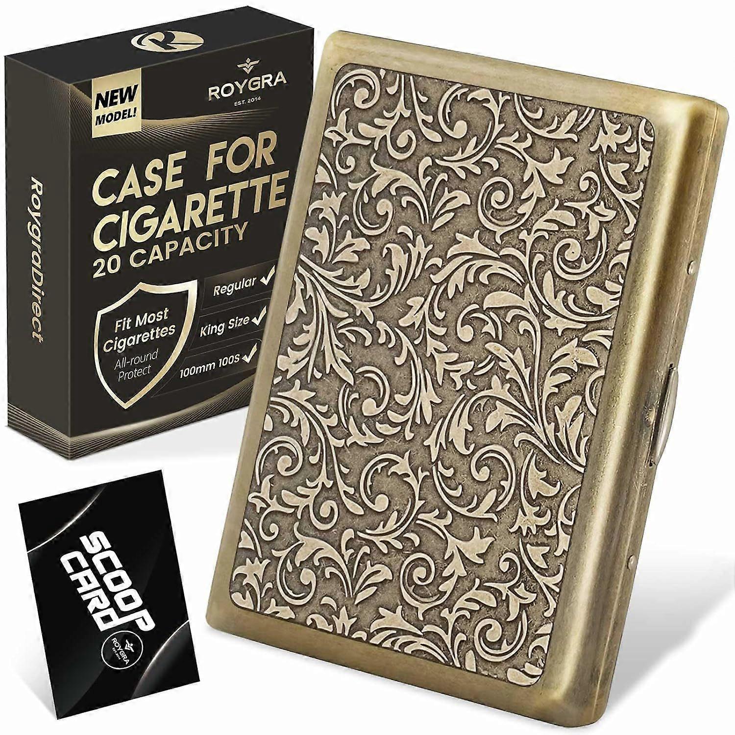 roygra Cigarette Case for Regular, 85mm King Size and 100mm 100S - Retro Zinc Alloy 20 Capacity