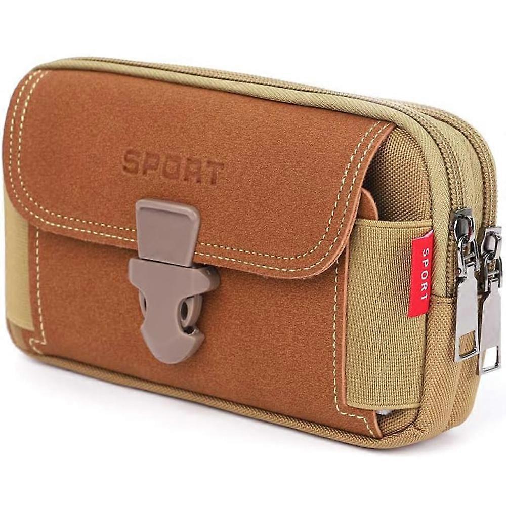 多機能メンズウエストバンド携帯電話バッグベルトバッグ-水平6.5インチカーキ