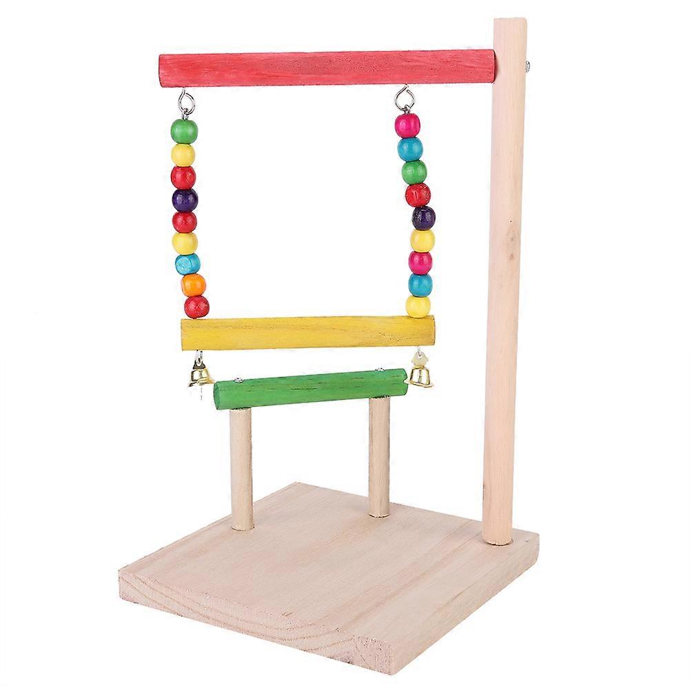 Wooden Parrot Gnaw Toy Bird Hamsters Springboard Platform Swing Rack Station Ladder
