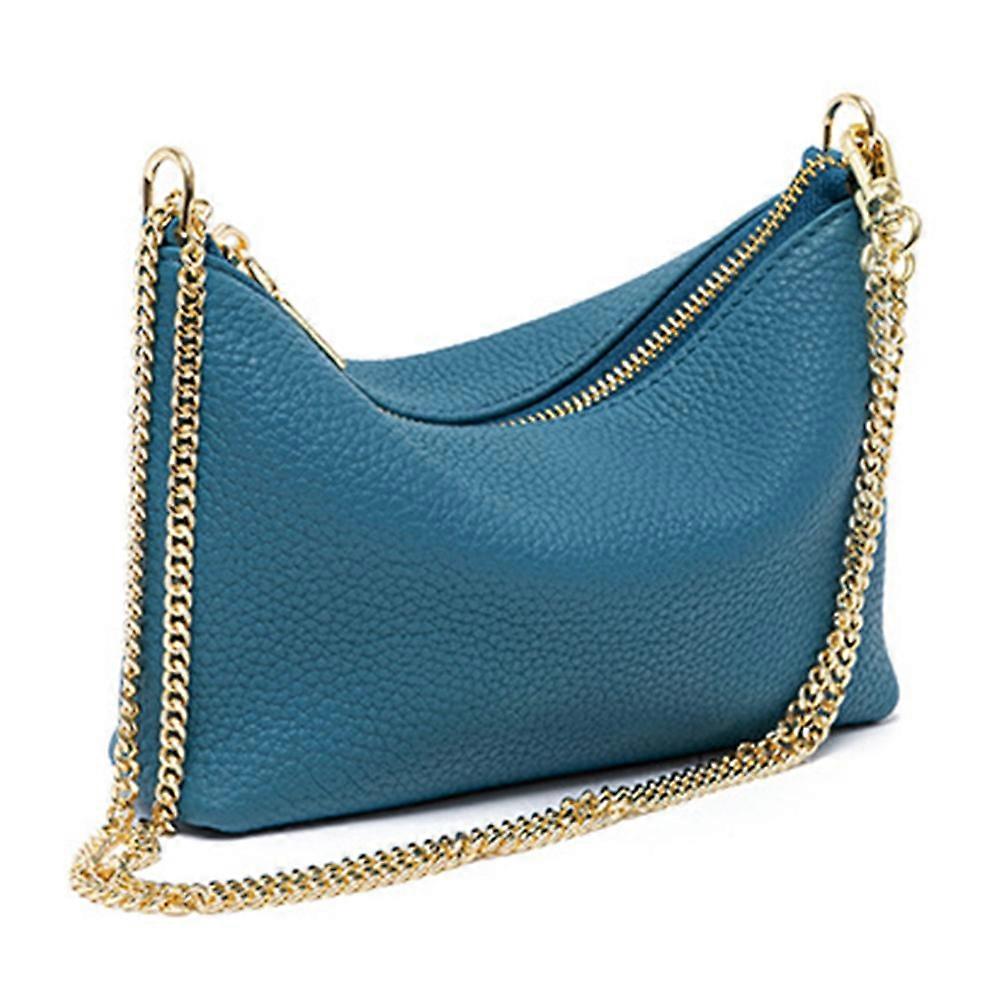 9632 Frauen Reißverschluss Knödel Tasche Handtasche Top Layer Rindsleder Crossbodyhoulder Tasche mit Kette