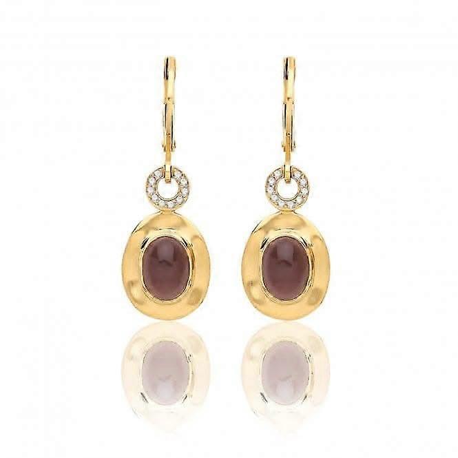 Silver & Co 18k Gold Plated Smoky Quartz CZ Earrings SEG0091Y