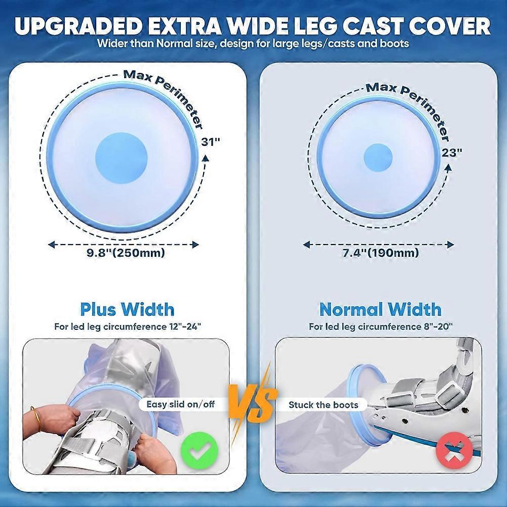 Waterproof Extra Wide Leg Cast Cover for Shower with Non-Slip Bottom