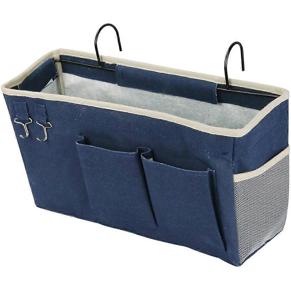 Hanging Headboard Bunk Bed Dorm Book Phone Magazine Rack Navy Blue