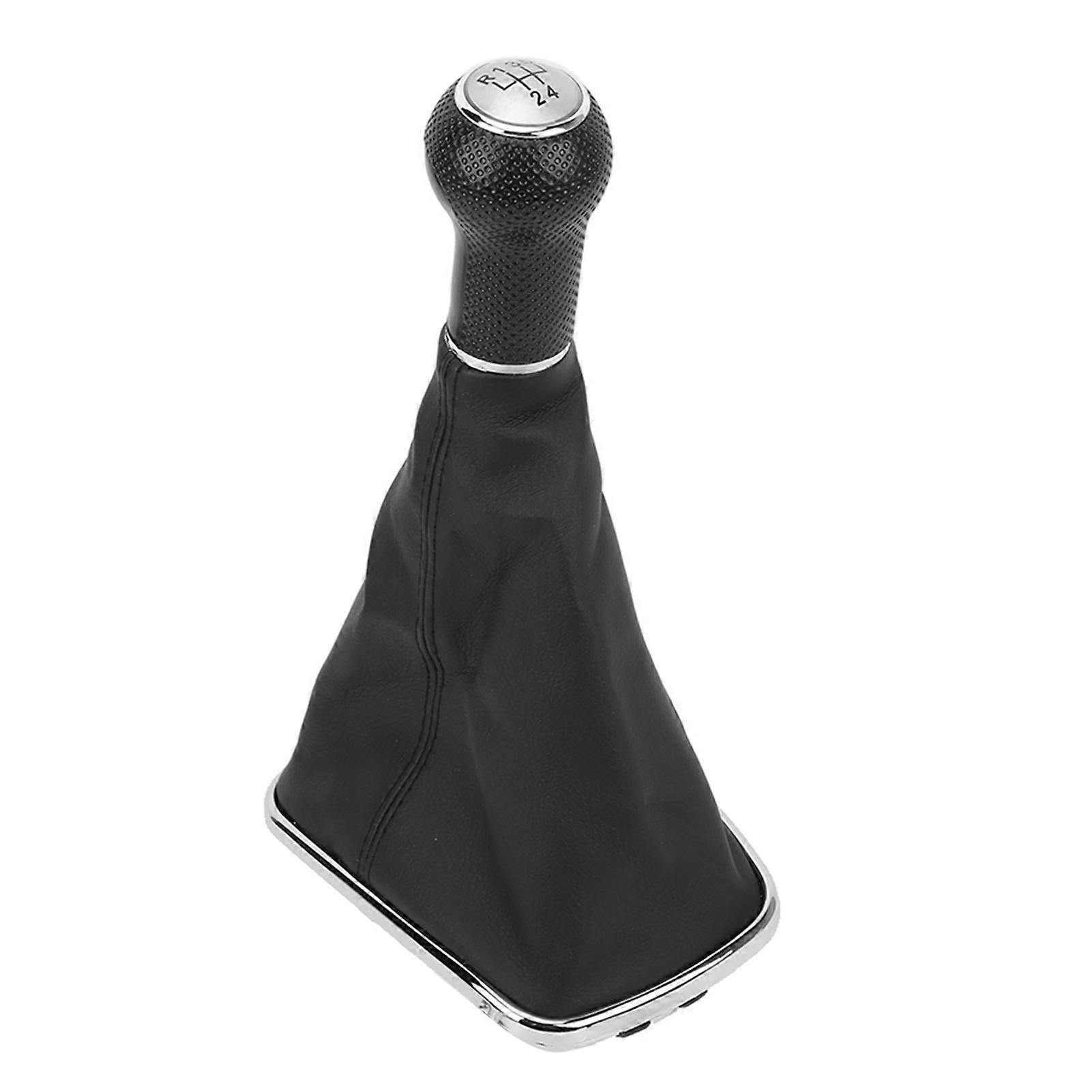 Gear Shift Lever Knob with Dust Cover, Manual Gear Shift Knob Leather Shifter Head Boot Dust Cover Replacement Kit for Mk4 1999‑2004(5 gears)