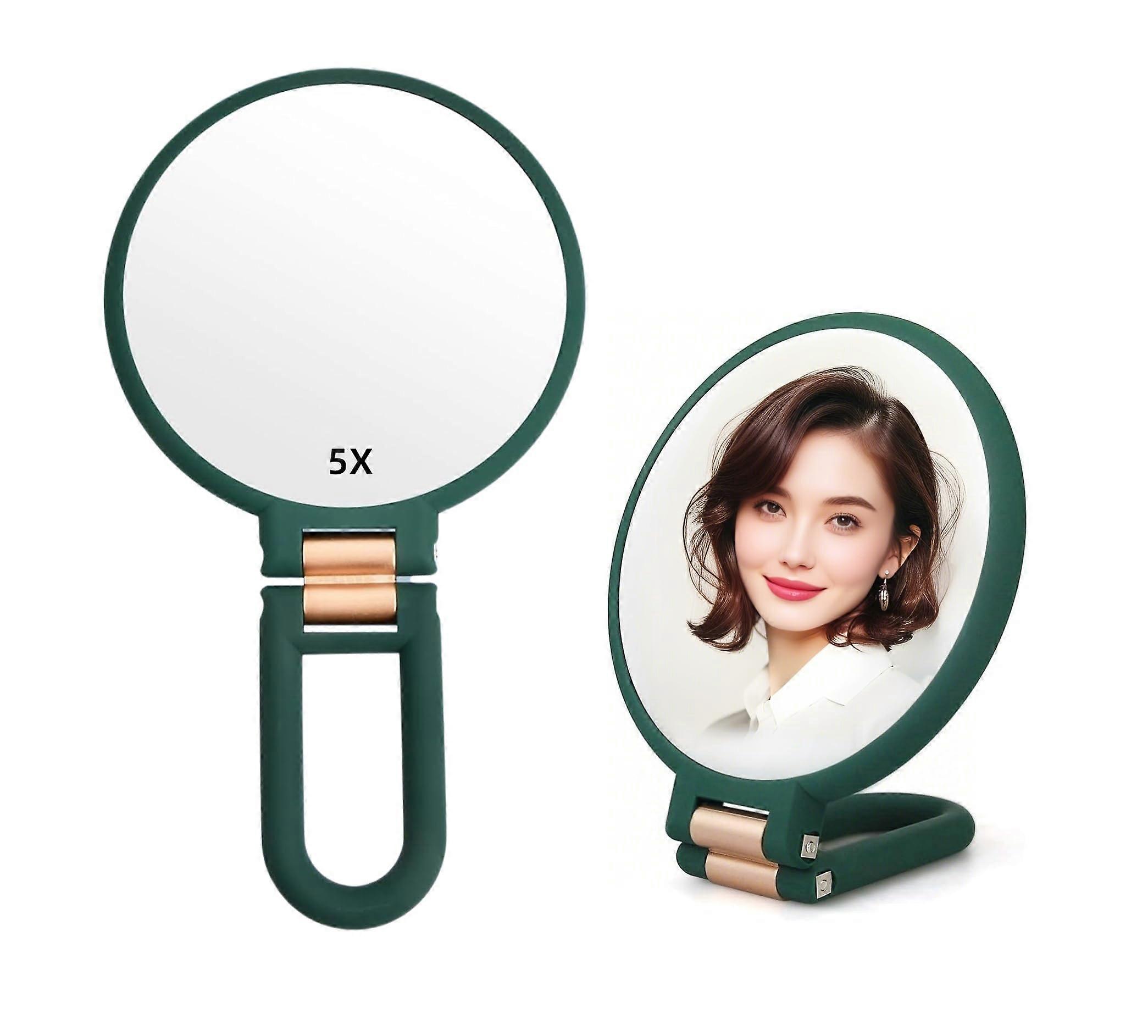 Magnifying Handheld Mirror for Travel, Portable Makeup Mirror with 10X Magnification and LED Light, Compact Design
