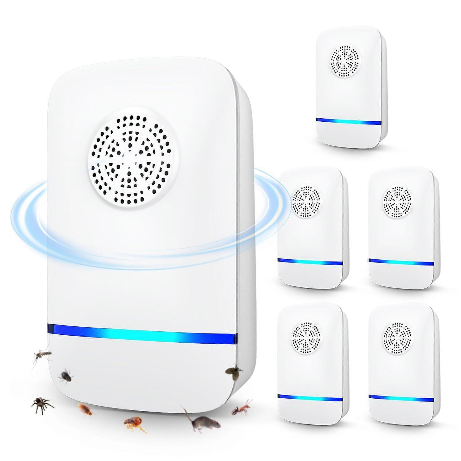 Ultrasonic Pest Control Repeller 6 Packs Indoor Plug-In for Mice Mosquitoes Roaches Spiders Ants Insects