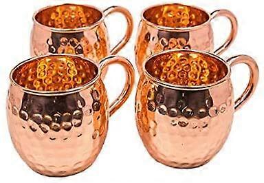 Moscow Mule Mugs Set of 4, Copper Look Hammered Finish, Ideal for Chilled Beverages, 16 oz Capacity