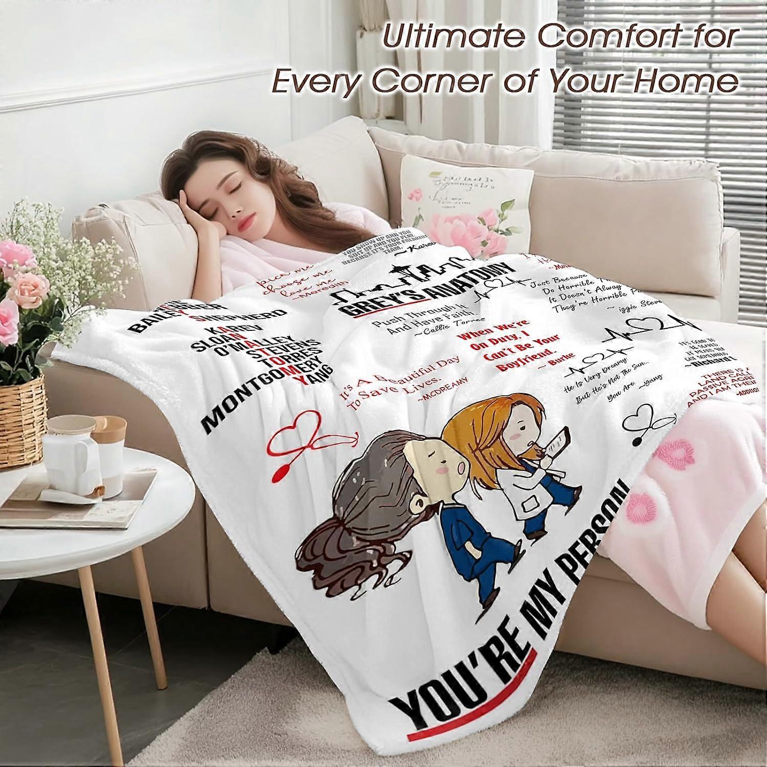 Grey's Anatomy Fleece Throw Blanket for Couch Curative Heartbeat