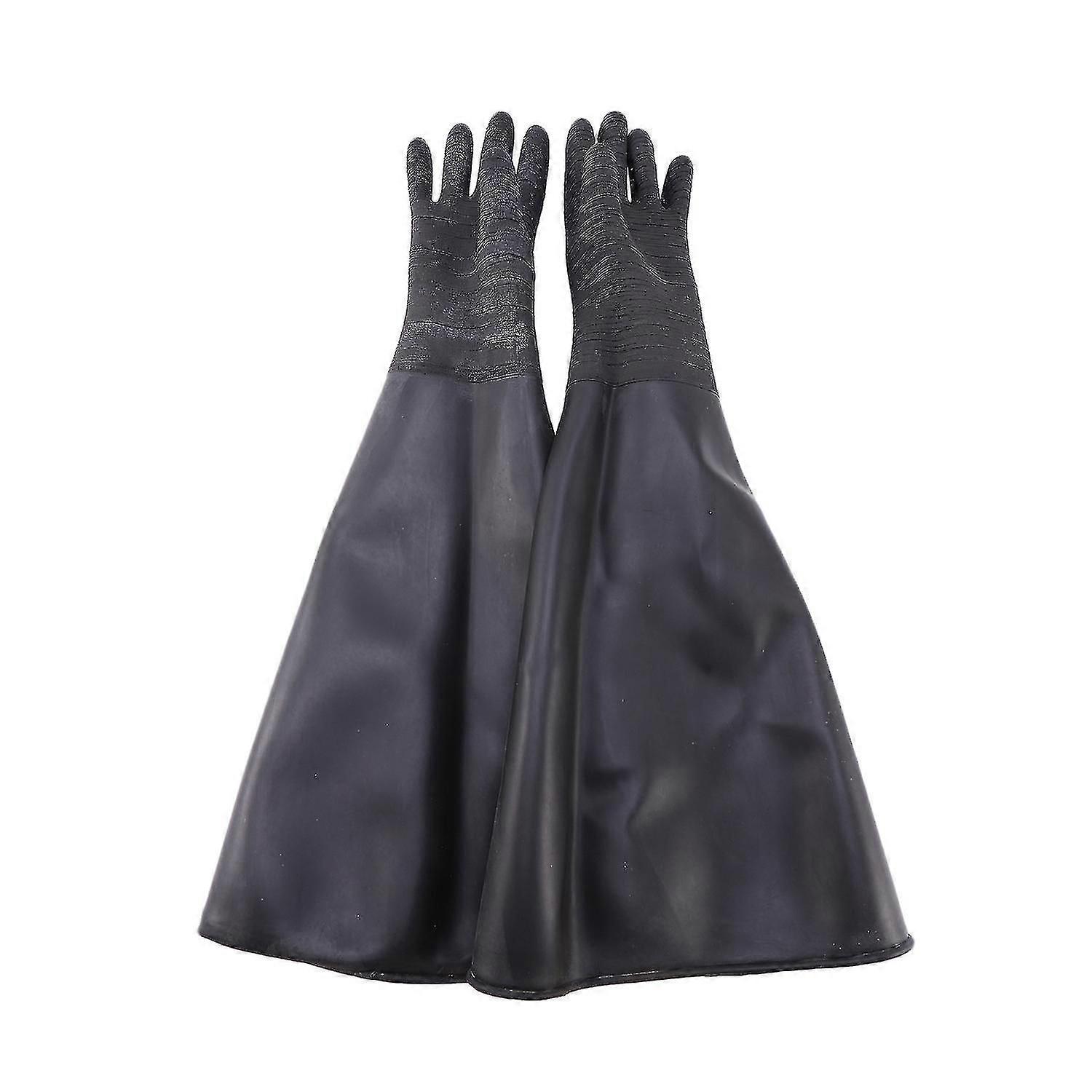 Λαστιχένια μαύρα γάντια αμμοβολής Stripe Abrasive Sand Blasting Gloves for Blasting Cabinet 65x30cm-2025-ss