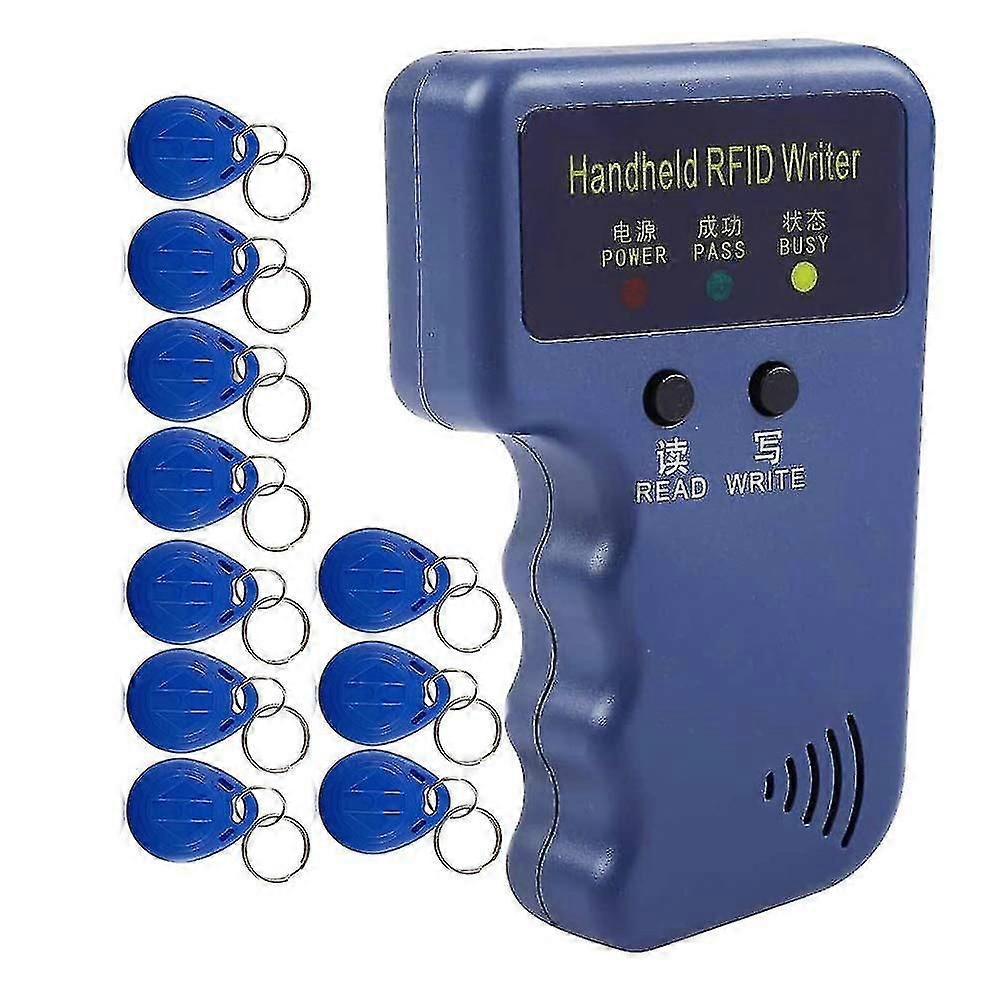 Håndholdt 125khz RFID Reader Writer Duplicator kopimaskin, oppgradere ID-kort Cloner programmerer, med 10 stk
