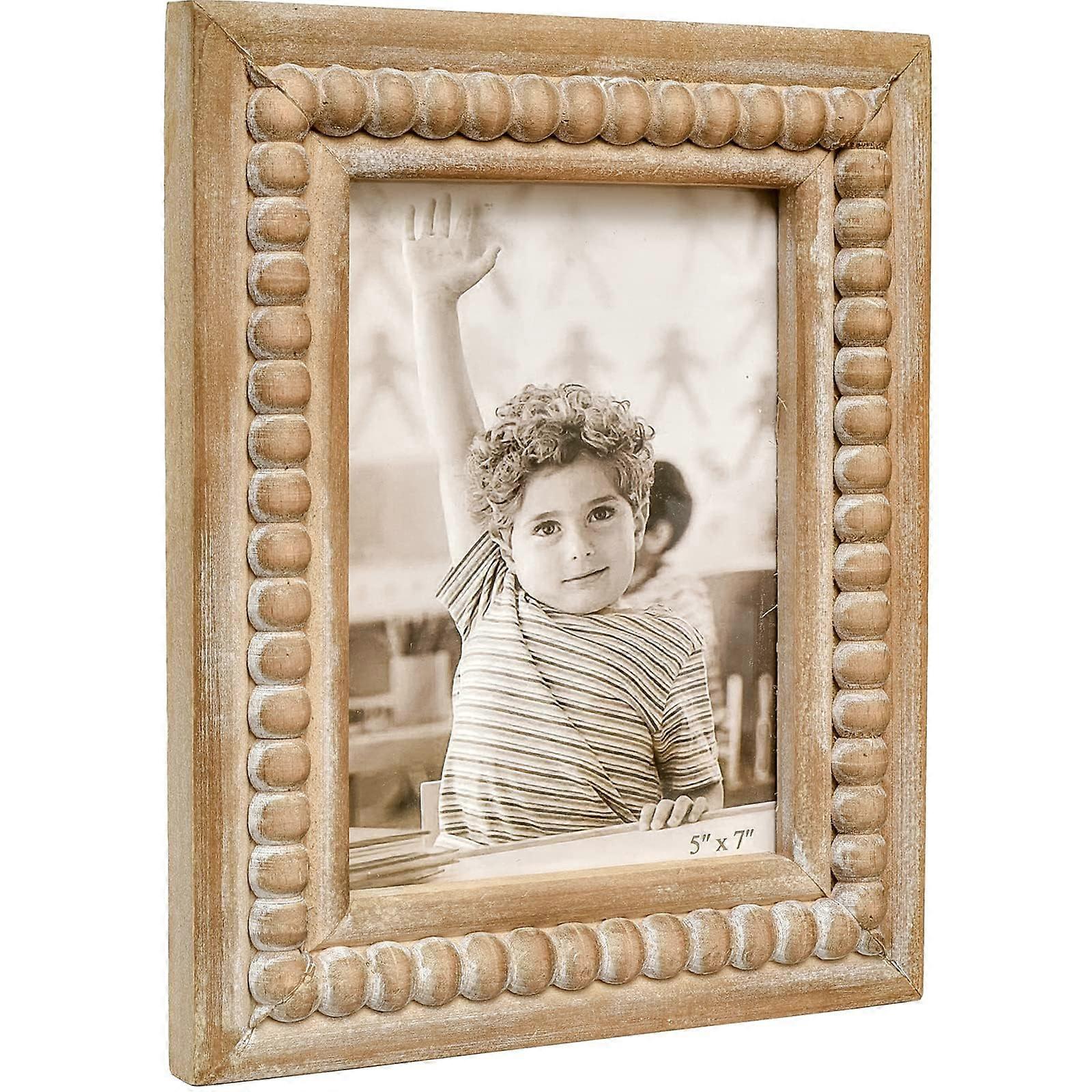 5x7 picture frame rustic troubled wooden beaded picture frame for single photos Vintage Farm House Photo Frame for Family and Friends
