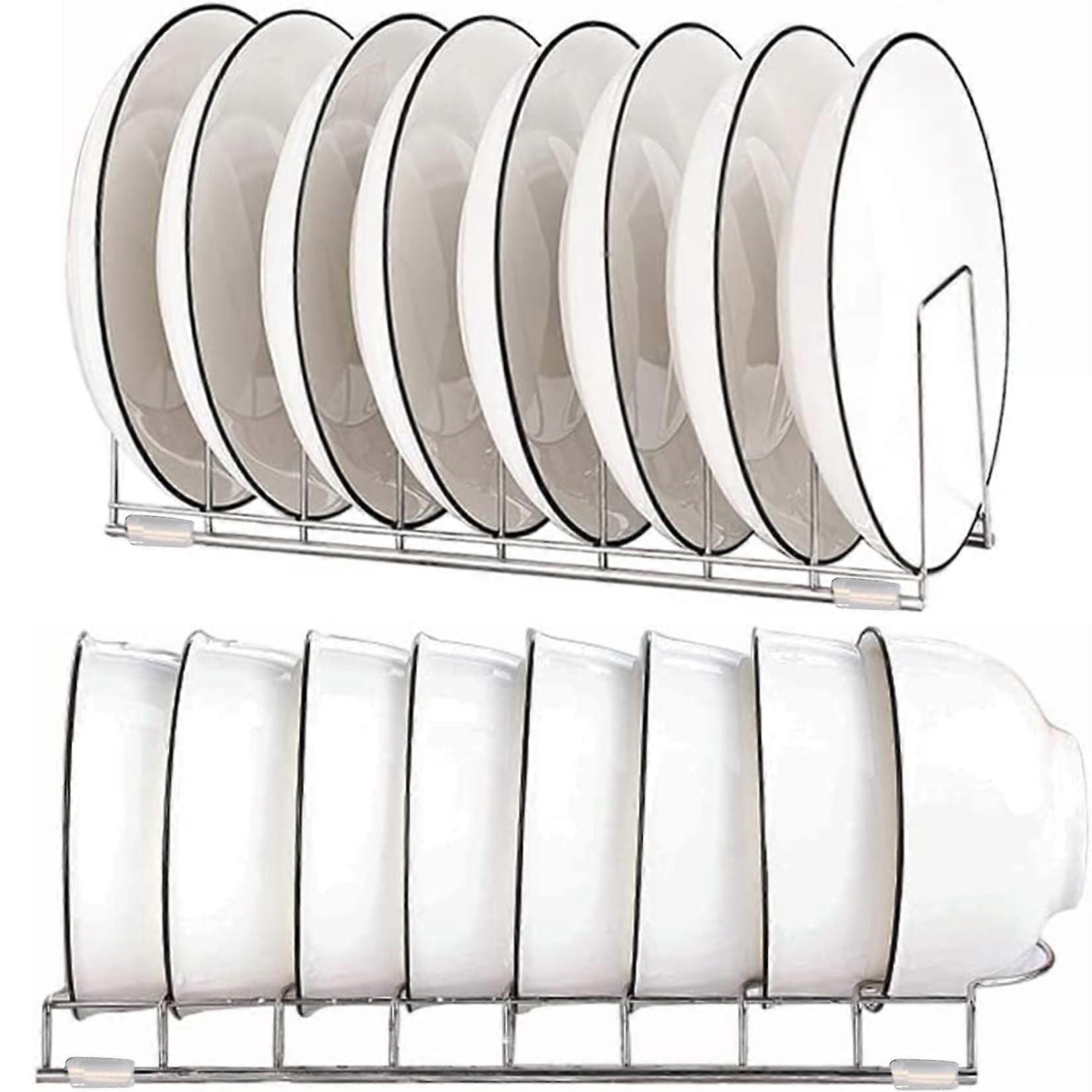2-Piece Dish Rack Stainless Steel Set With Small Bowl Drain Rack, Pot Lid Rack, Plate Storage Rack