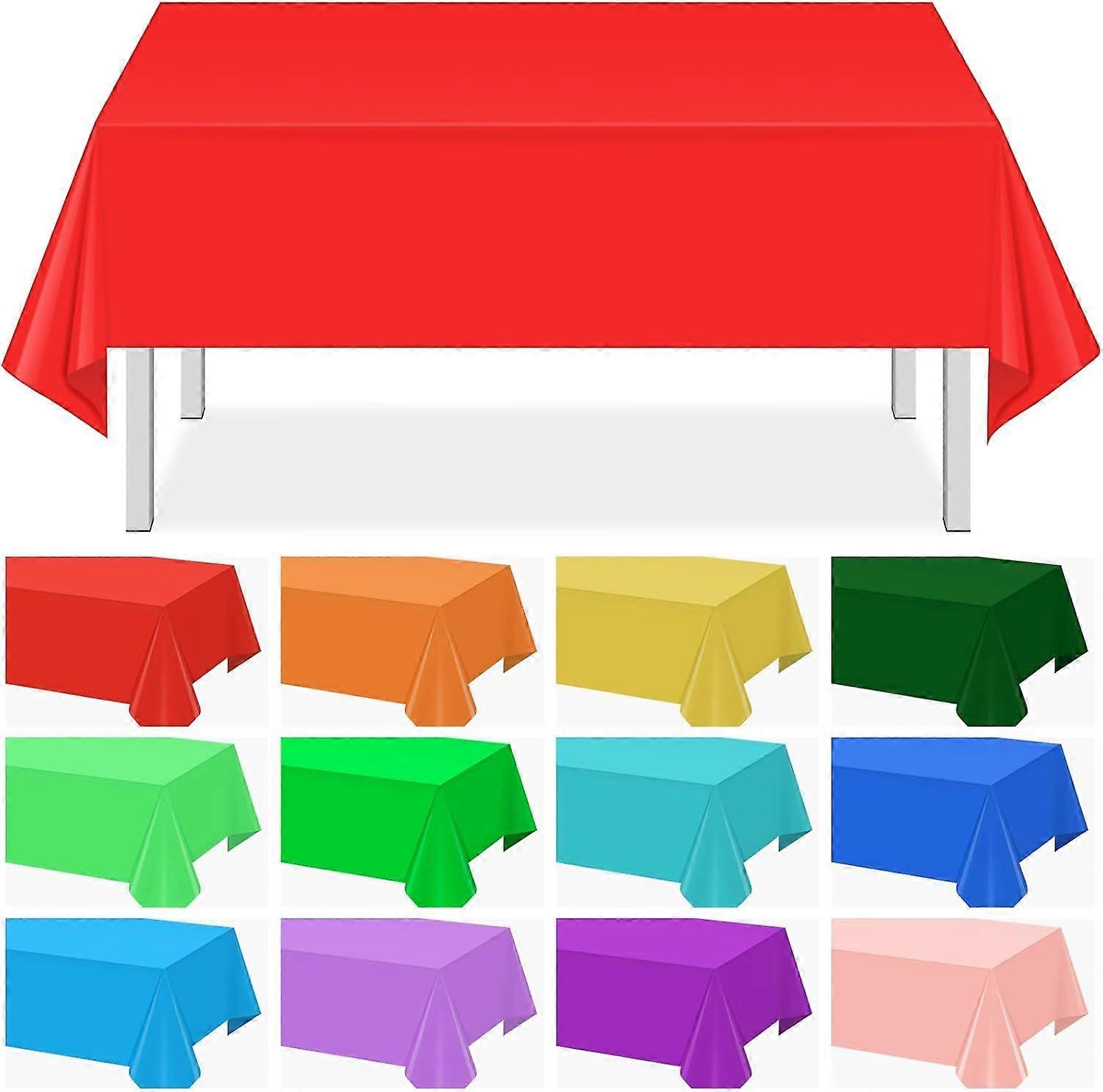 2025 Latest Model 12 Pack Assorted Color Plastic Tablecloth Disposable Plastic