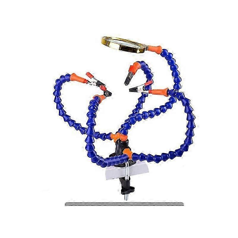 Multi-function support third helping hand, electronics and soldering work (5 cm pinch pliers, flexible soft hands with a 3X magnifying glass)--