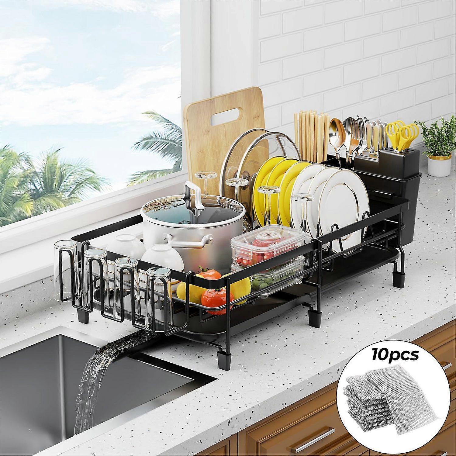 Utensil drying rack, retractable utensil drying rack for efficient kitchen storage solutions.