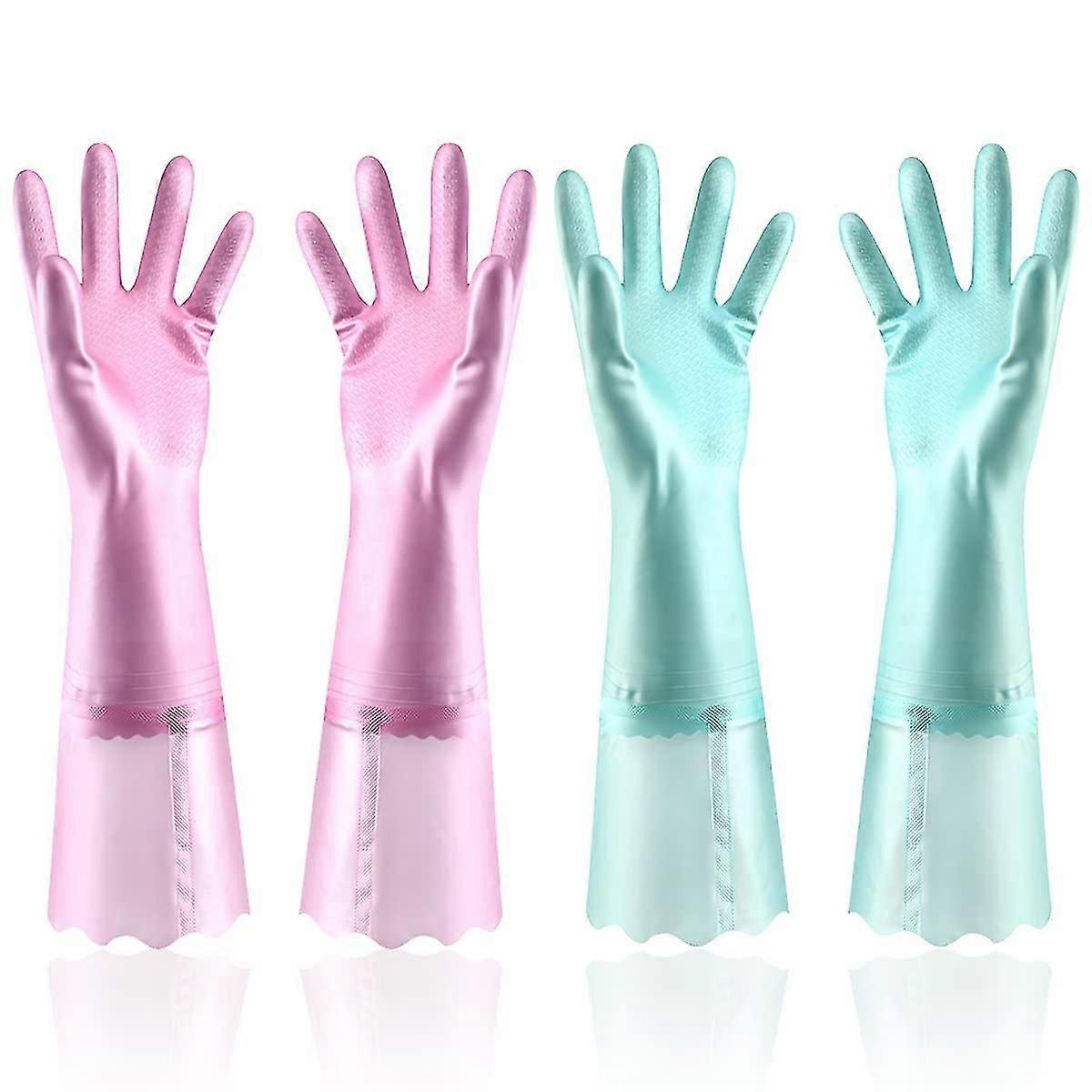Luvas de lavagem de louça reutilizáveis, PVC impermeável antiderrapante
