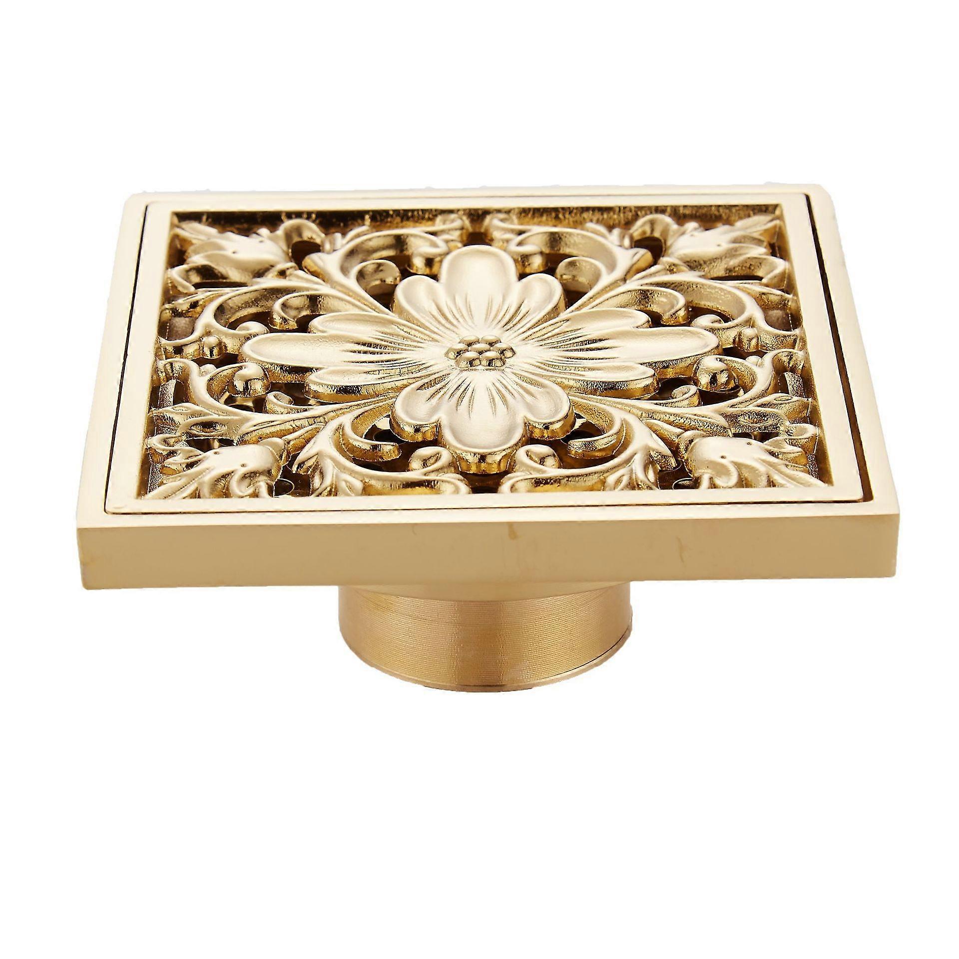 Antique Brass Square Floor Drain with Drain Filter for Bathroom