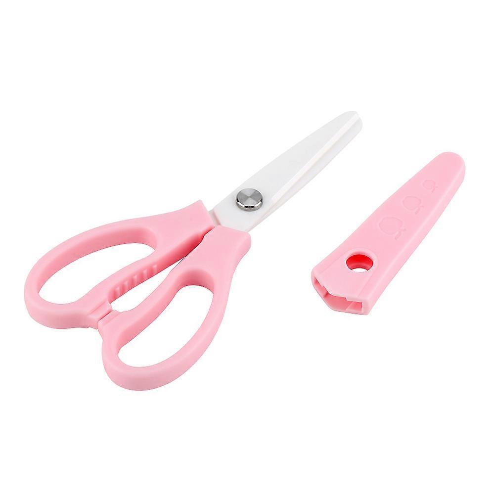 Portable Ceramic Food Vegetables Scissors Supplement Tool Multi-function for Baby(Pink)