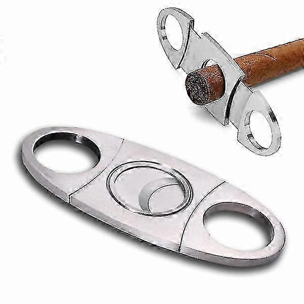 Coupe-cigare avec double guillotine en acier inoxydable argent
