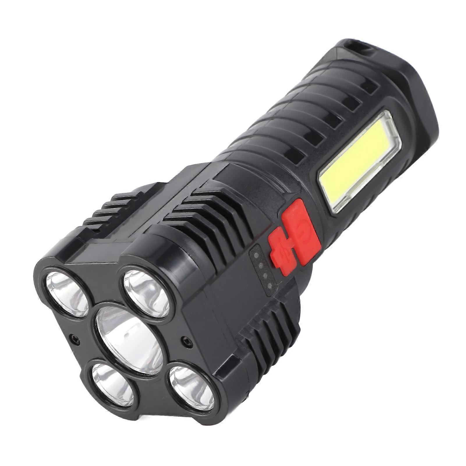5 LED Flashlight Portable High Lumen Work Light USB Rechargeable Light with Sidelight 4 Light Modes Camping Hiking Adventure Home Emergencies Use