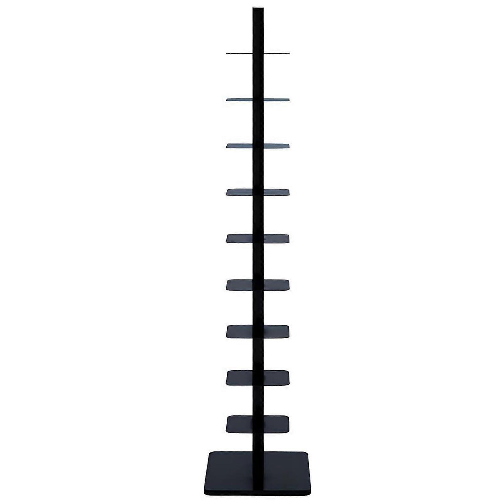 Vertical Bookshelf Tower, 9Tier Spine Bookshelf, Vertical Tower for Books for Small Spaces, Metal Bookcase