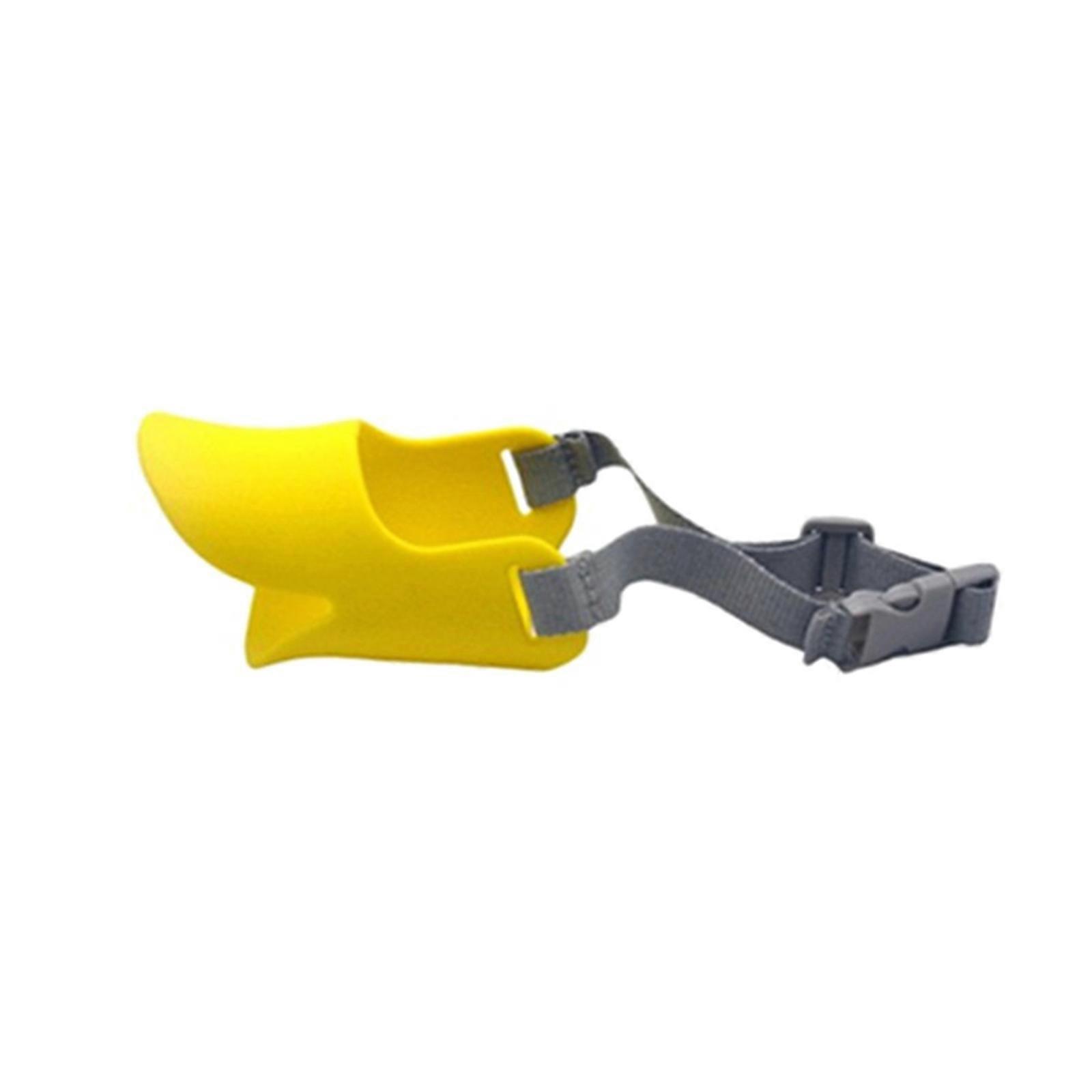 Adjustable Dog Muzzle Mouth Guard with Breathable Strap Muzzle Comfortable Adjustable Strap Duckbill Cover Yellow S