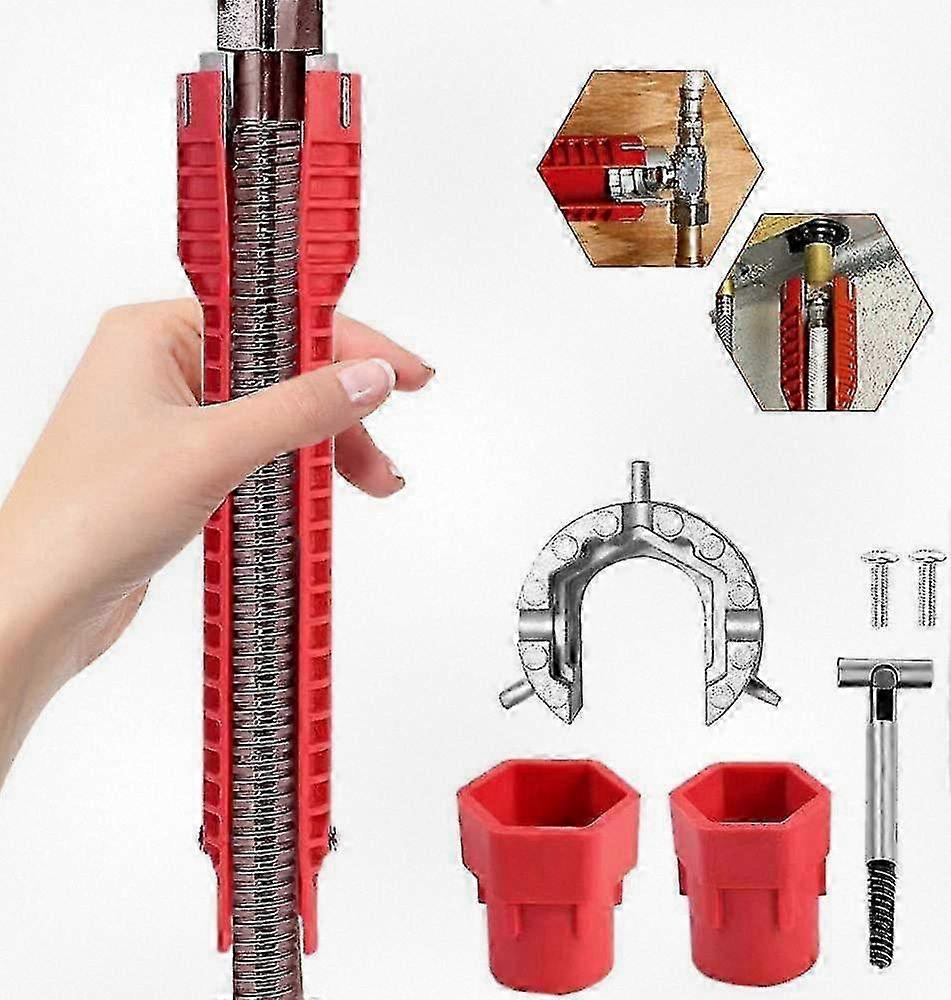 Multifunctional 8 In 1 Faucet Installer Tool with Wrench and Water Pipe Spanner for Various Applications
