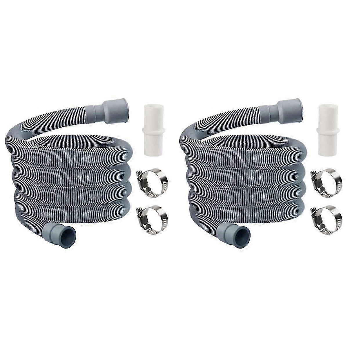 2X Automatic Drum Washing Machine Drain Hose & Pipe Fittings with 4M Drainage Tube