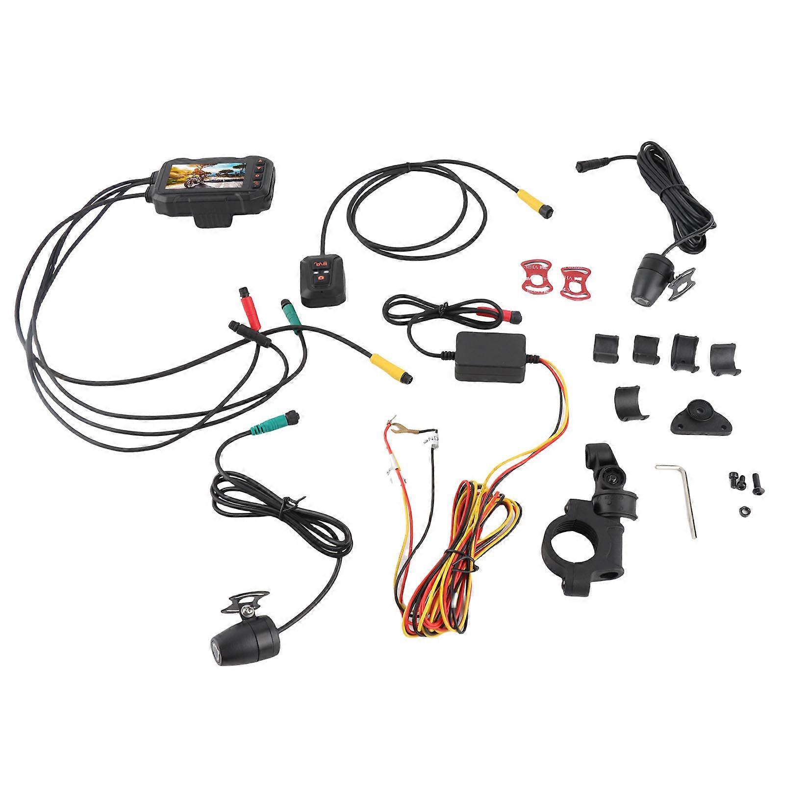 Nimomo Motorcycle Dash Cam Camera 1080P Sportbike Recorder DVR 120 Degree WIFI Dual Dash Cam Sports Action Camera for Cycling Driving