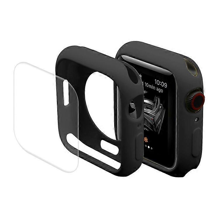 ENKAY HAT PRINCE Solid Color Soft TPU Watch Case Cover with Transparent Curved Full Cover PET Screen Protector Compatible For Appl
