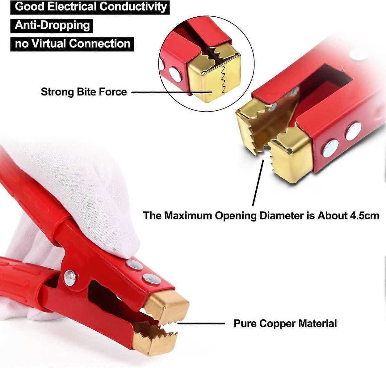 300A Alligator Clip Car Battery Clamp Copper Car Battery Clamp, with Insulating Sheath for Car Battery for Jump Starter Cable (2 Pieces)