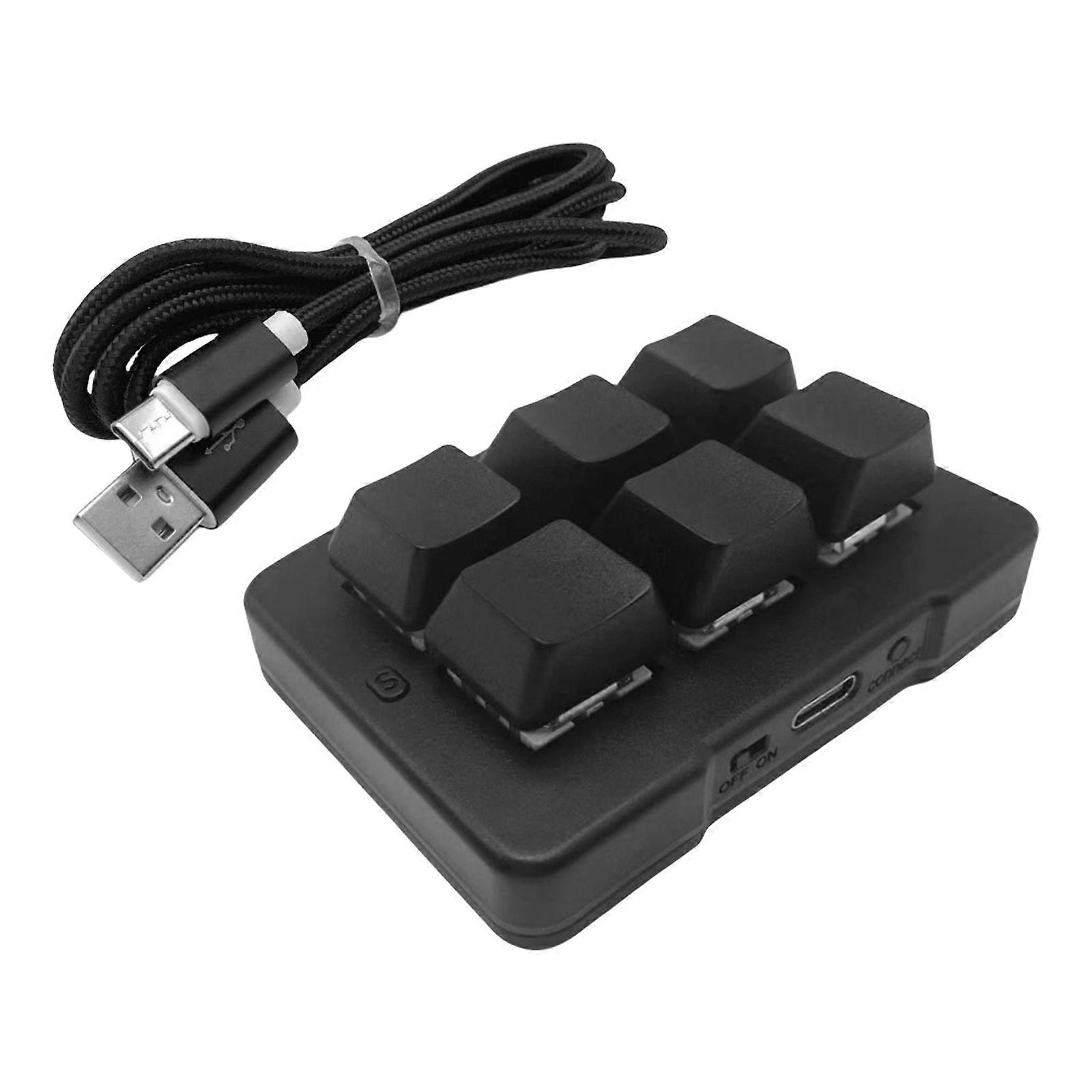 MK623PRO Programmable 6 Key Mini Keyboard Wireless USB Customizable Macros and LED Lighting for Gaming, Office Work