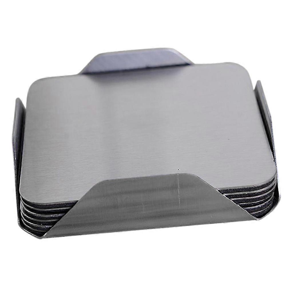 6pcs / set en acier inoxydable Coaster Potholder Rack Isolation Mug Mat