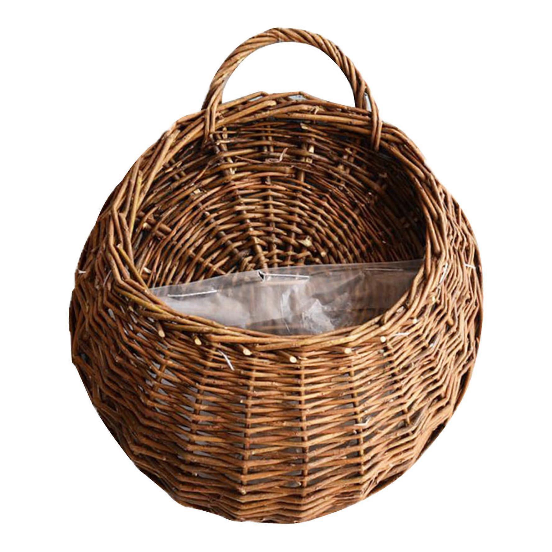 Handmade Woven Hanging Basket for Plants, Large Natural Wall Planter, Rustic Flower Pot Holder for Balcony Garden