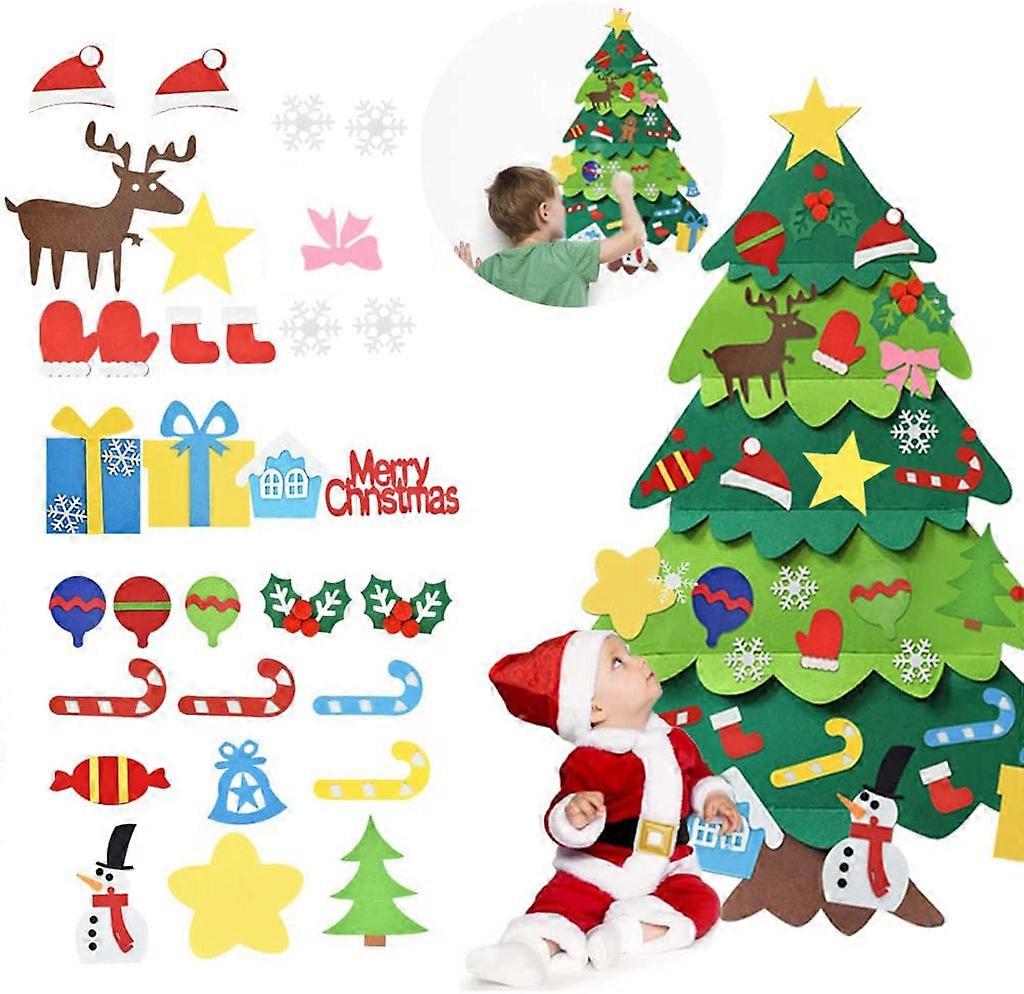 Christmas Tree Felt Xmas Tree Ornament with 32 Pcs Magic Stickers Accessory