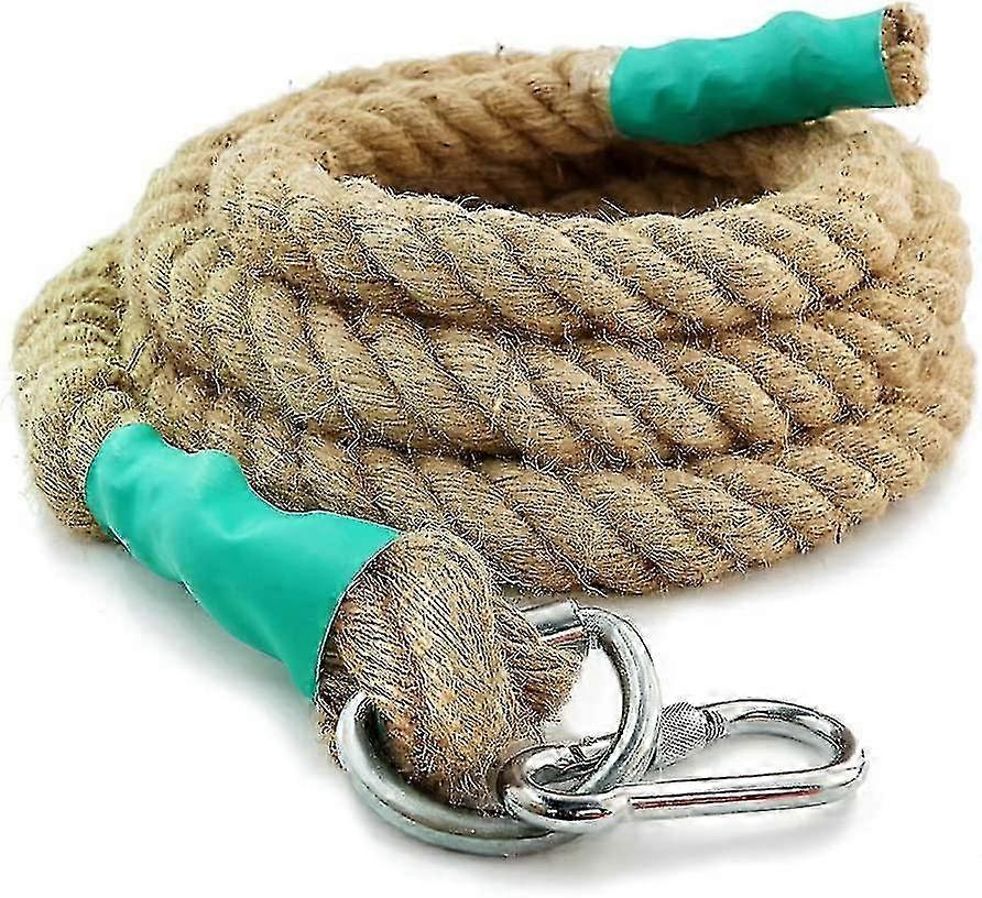 Jute battle rope for training, 30mm/3m climbing rope with clips