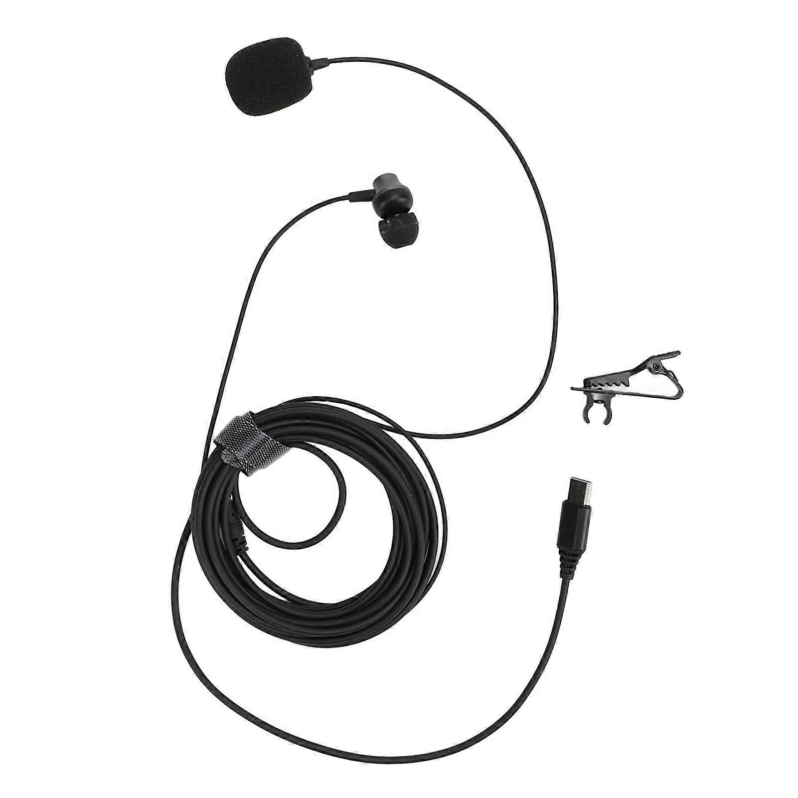 9.8ft Type C Lavalier Microphone with Windproof Foam - Ideal for Live Streaming & More