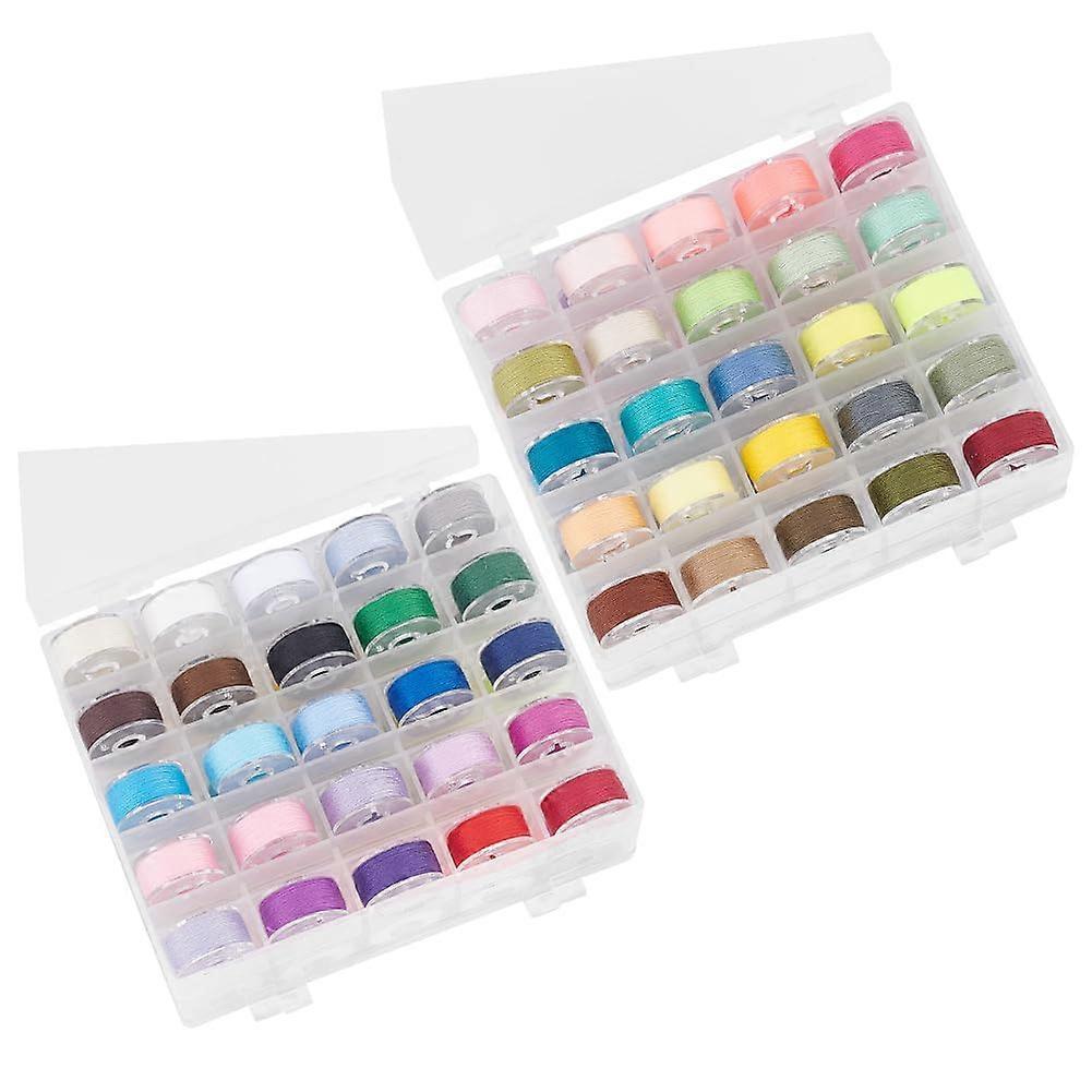 50 Pcs 50 Colors Prewound Bobbin Thread for Sewing Machine DIY Home Use Ref: 4484
