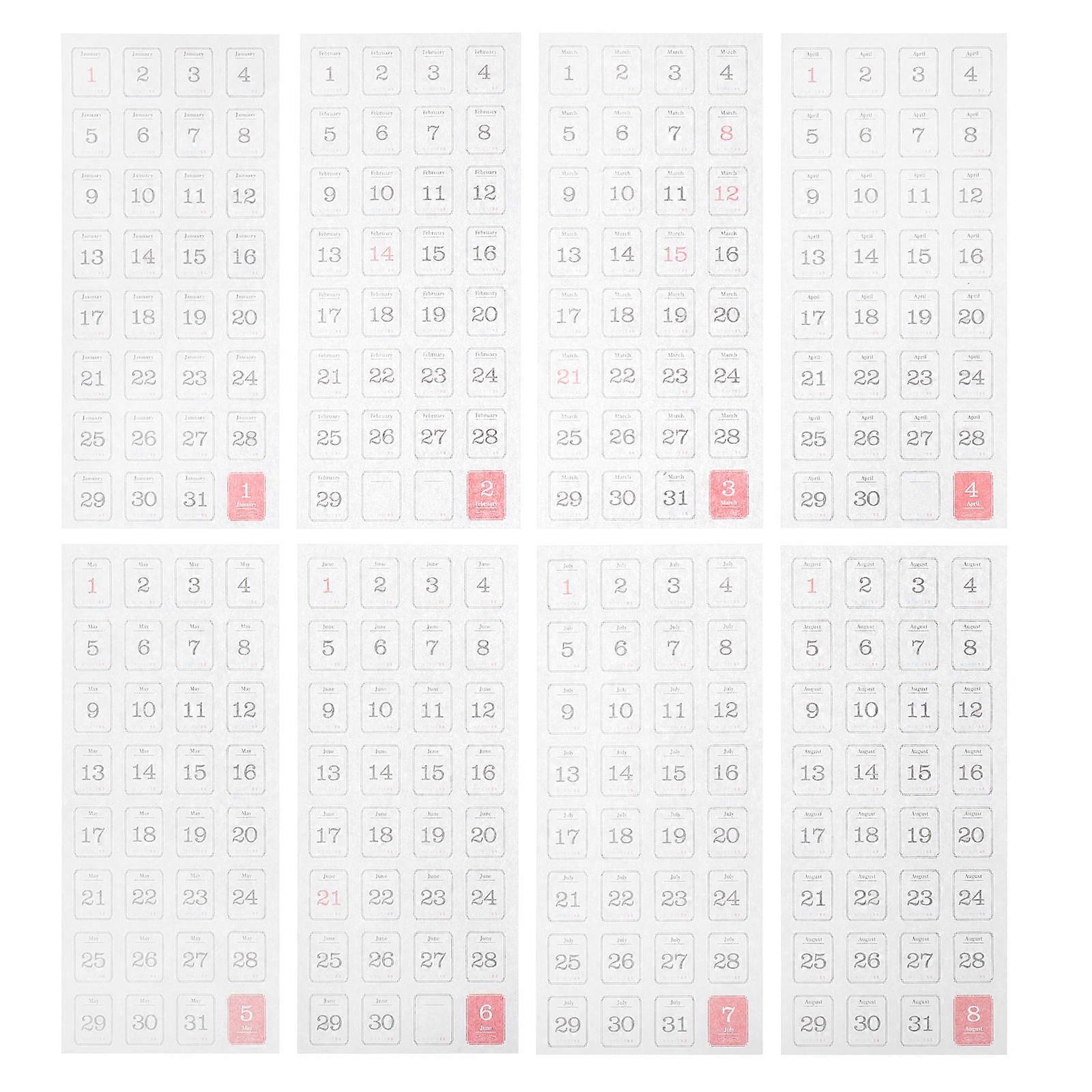 Adhesive Calendar Index Tabs Stickers Daily Tracking Notebooks White 8.5X19.2CM Self-Adhesive 2 Sets