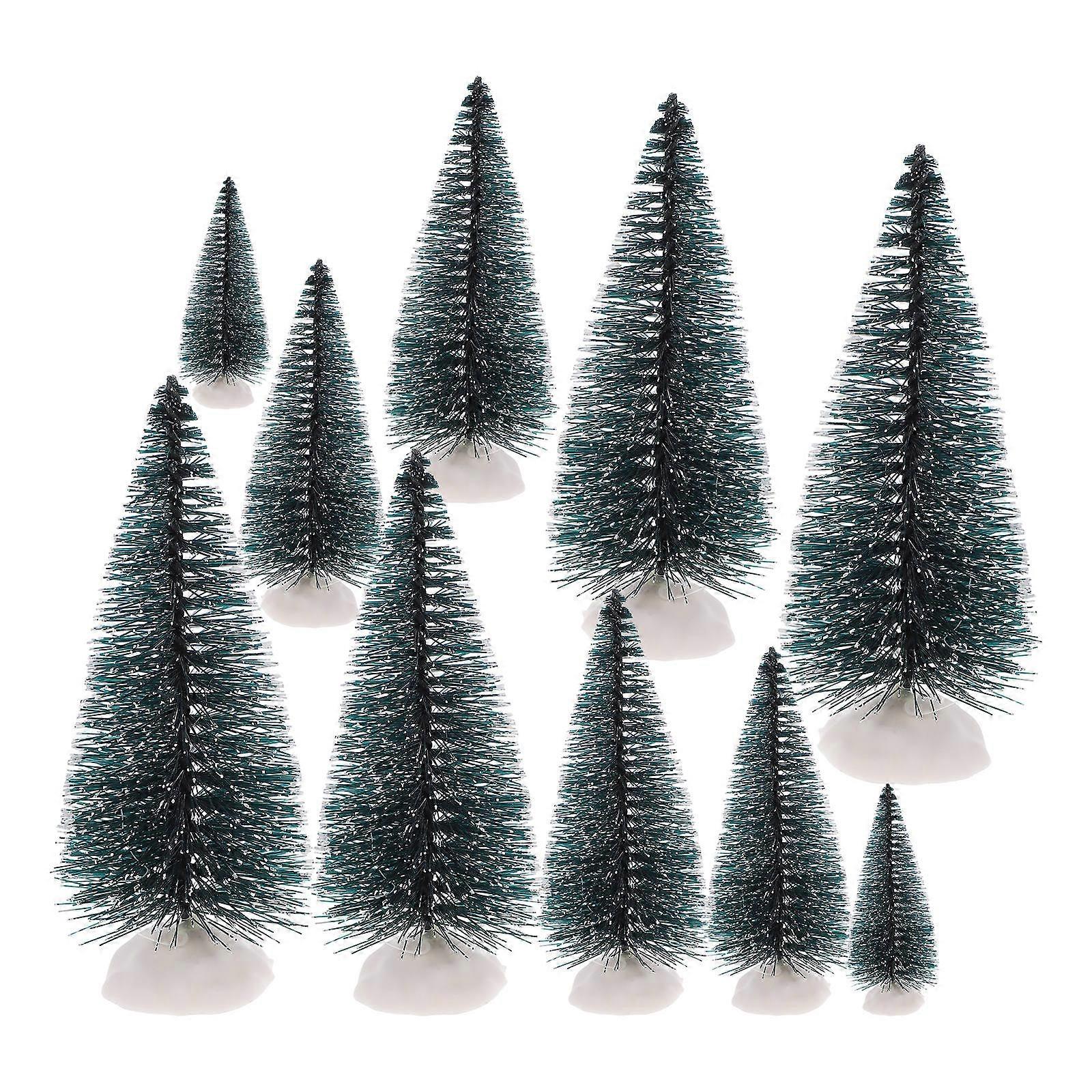 10pcs Mini Artificial Christmas Tree Decorations – Festive Tabletop Tinsel Trees for Home, Office, Desktop, Bookshelf and Dining Table Holiday Decor