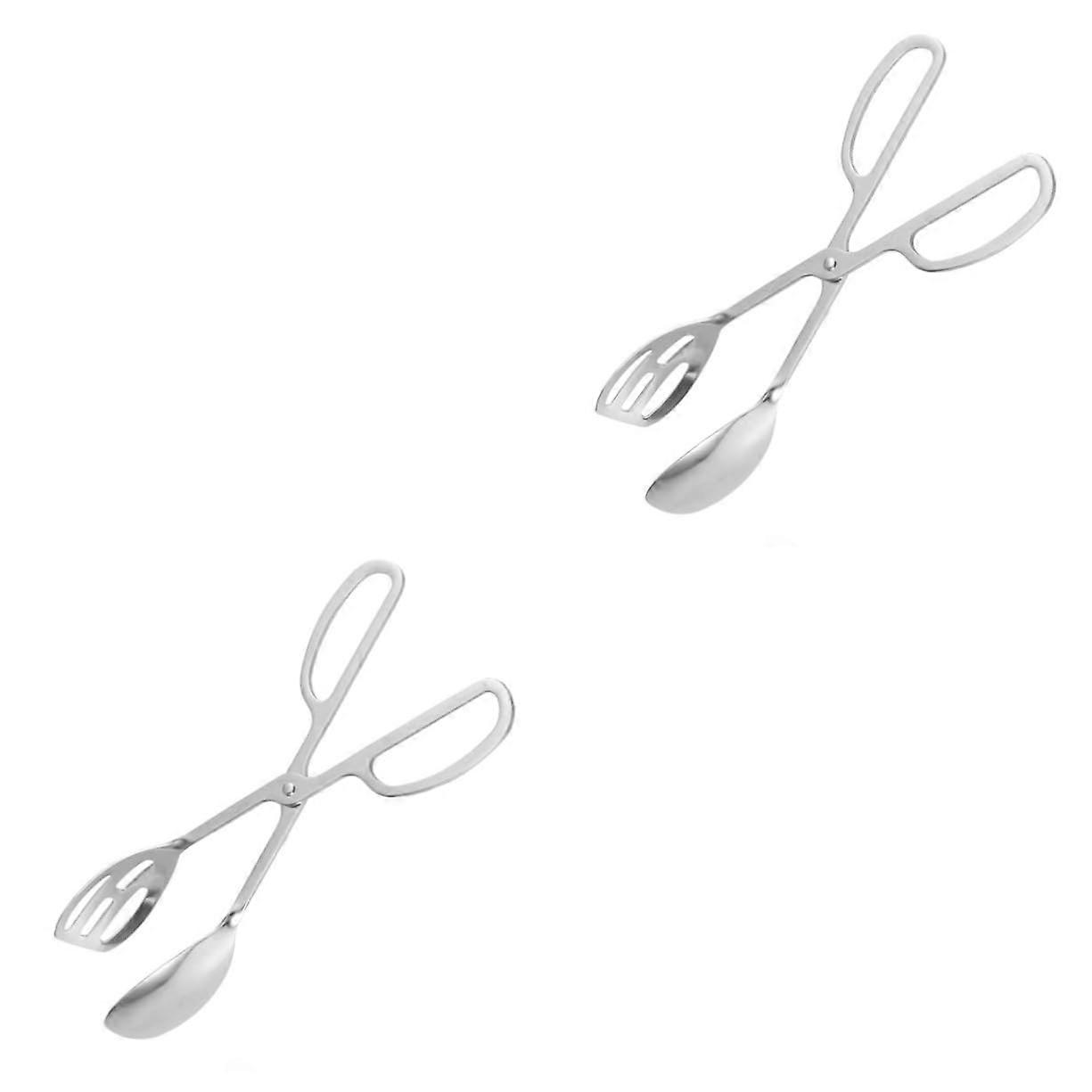 2 Pieces Stainless Steel Buffet Tongs, Basket with Handle, Kitchen Tongs Ref: 3414