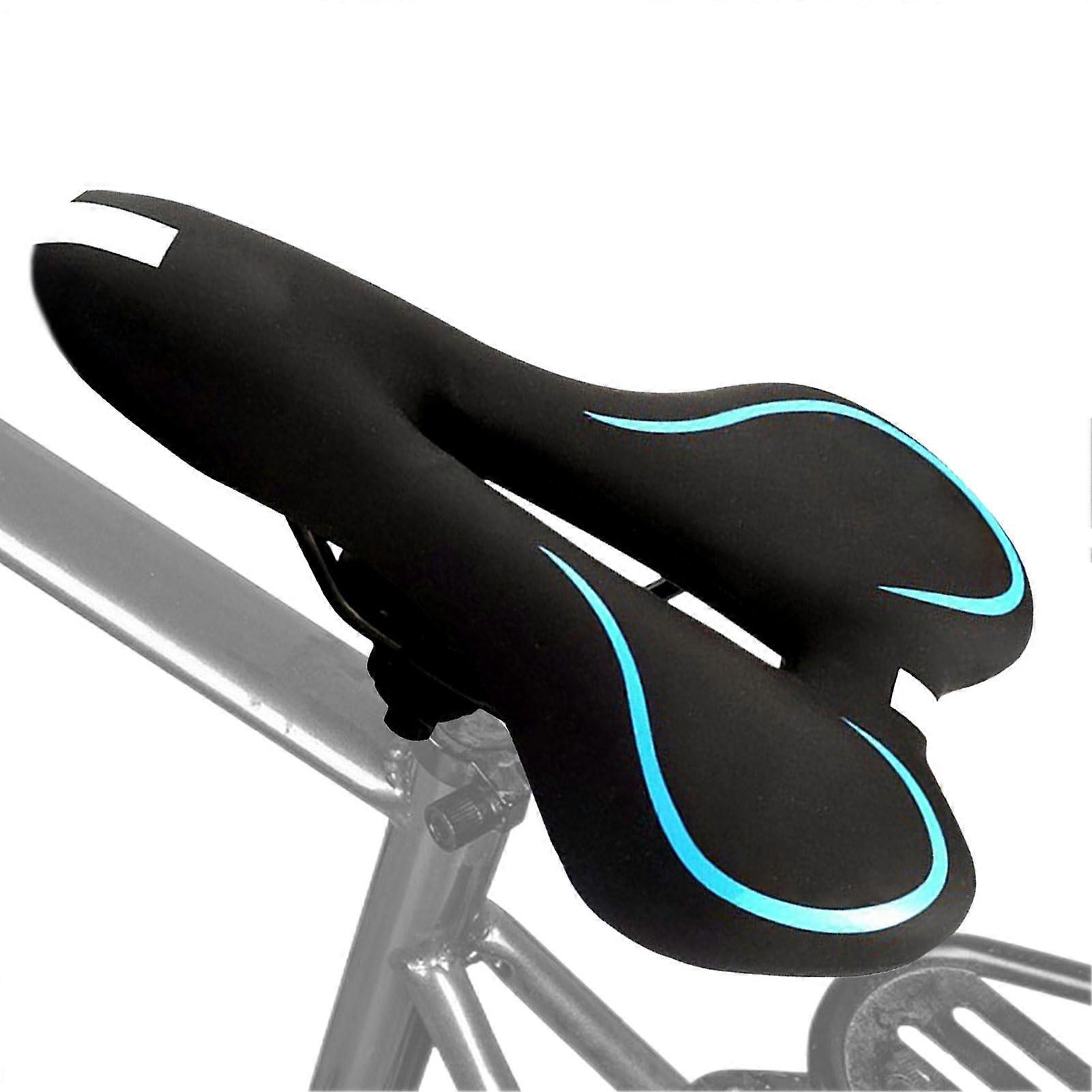 Seat cushion for bike  Hollow saddle pad replacement  With reflective strips ergonomic nonslip for long distances blue