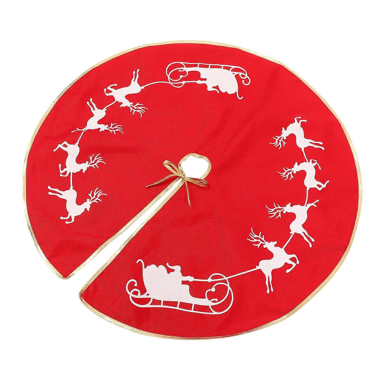 Winter Tree Skirt Christmas Tree Bottom Cover Red 100X100CM Classic 1Pcs