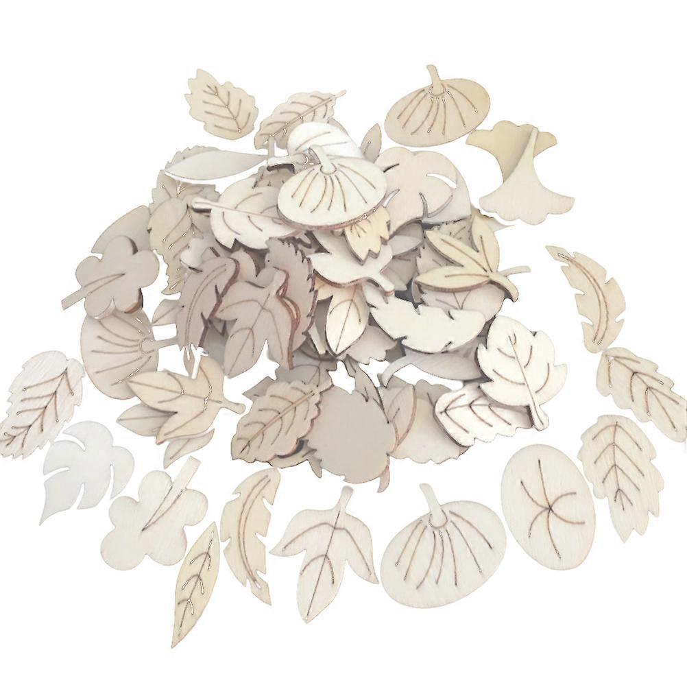Wood Craft Material Tree Leaf Shaped Wooden Chips 150Pcs for DIY Use