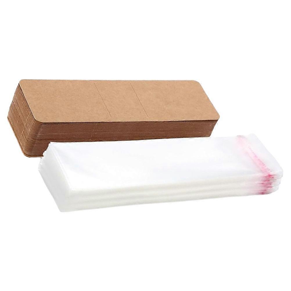 Diy Bookmark Organizer Kraft Paper Display Storage 1Set 100pcs Transparent Self-Adhesive Bags For Crafting And Packaging