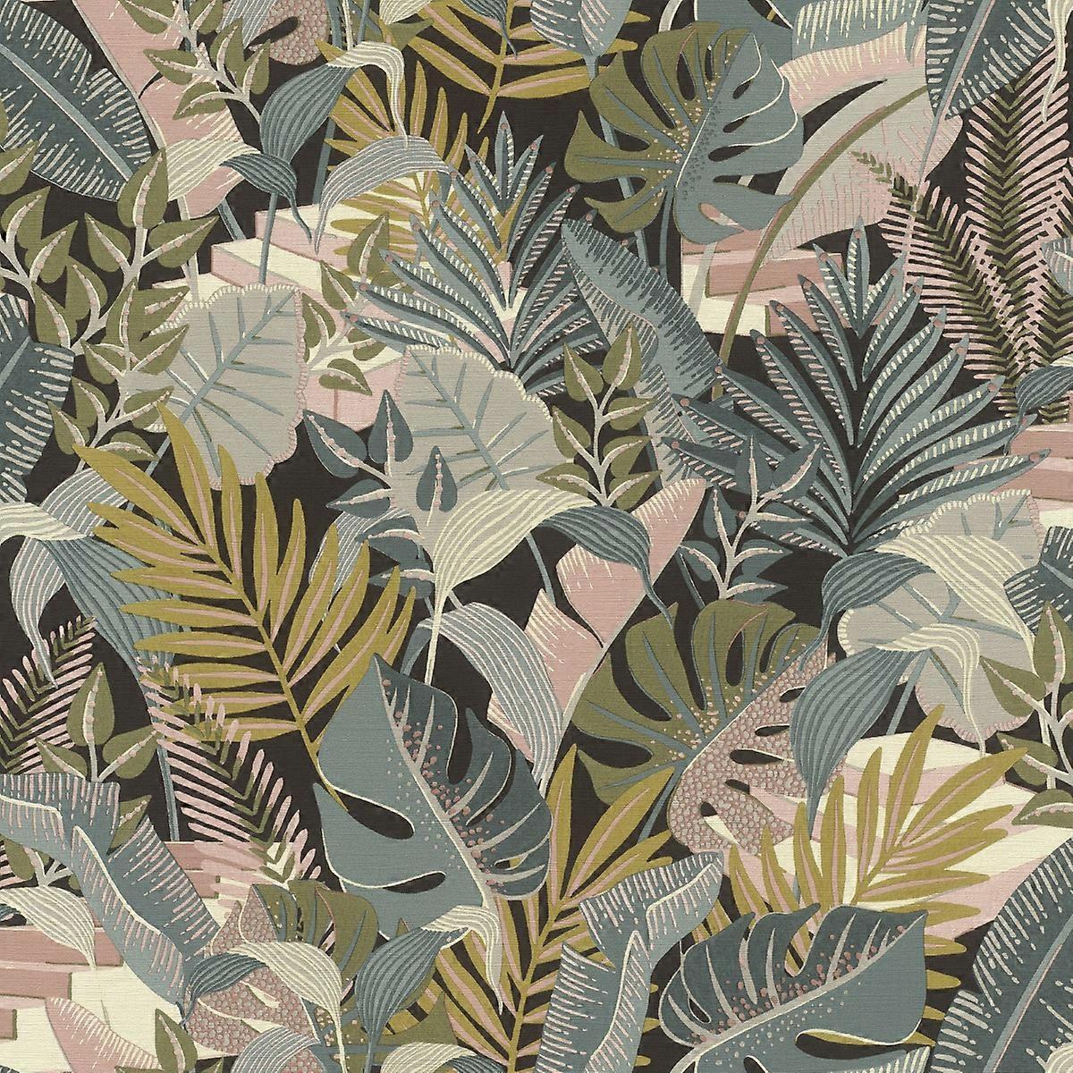 Tropical House Leaf Vinyl Wallpaper Multi Rasch 687804