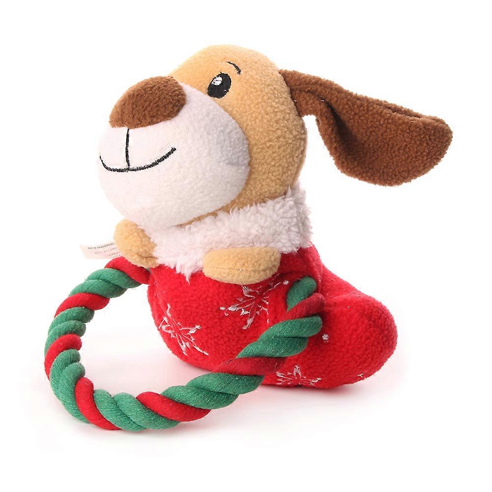 Puppy Teething Toys Plush Toy Shop Decoration Bite Resistant Christmas 2Pcs