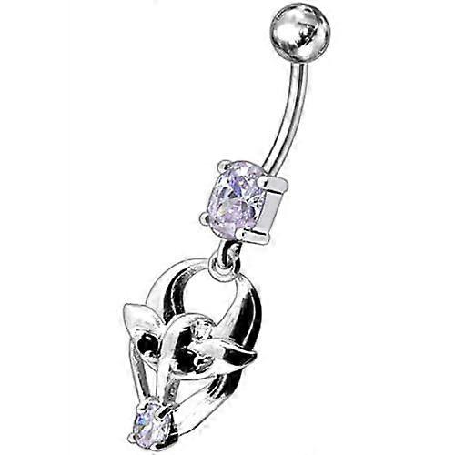 Fancy Jewelled Gothic Skull Silver Dangling With Ss Bar Belly Ring